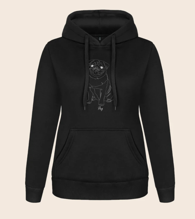 Mops Outline Bluza z kapturem