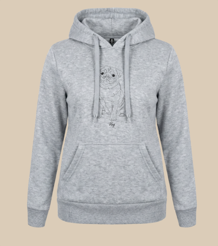 Mops Outline Bluza z kapturem