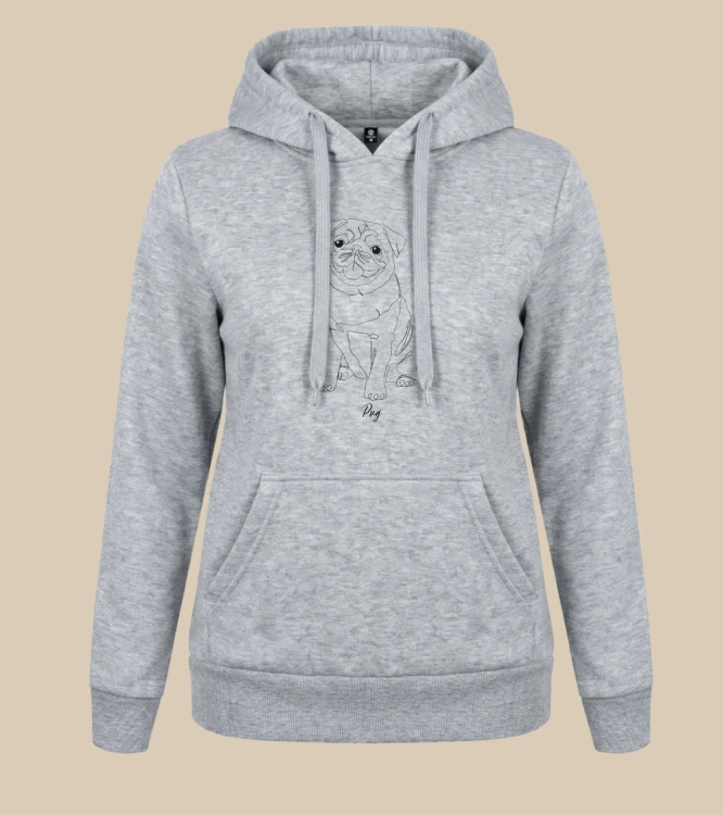 Mops Outline Bluza z kapturem