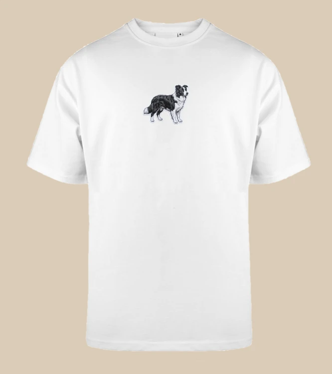 Border Collie Naszywka T-shirt oversize