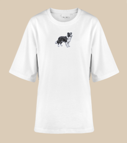 Border Collie Naszywka T-shirt oversize