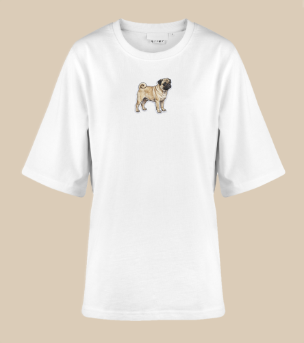 Mops Naszywka T-shirt oversize
