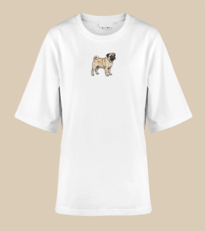 Mops Naszywka T-shirt oversize
