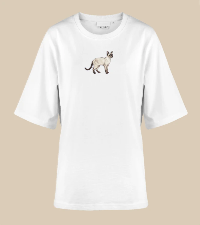 Syjamski Naszywka T-shirt oversize