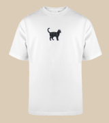 Czarny Kot Naszywka T-shirt oversize