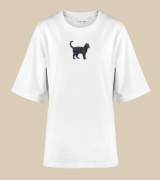 Czarny Kot Naszywka T-shirt oversize