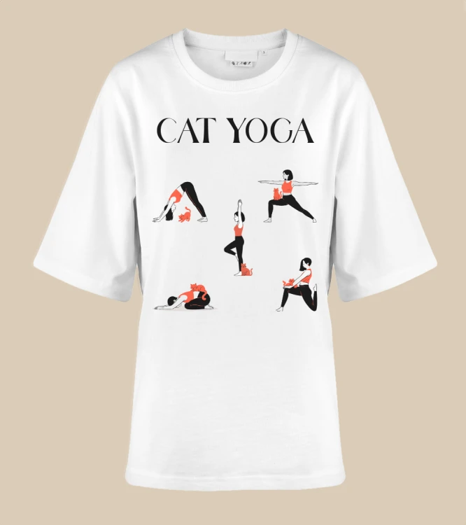Cat Yoga T-shirt oversize