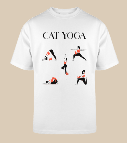 Cat Yoga T-shirt oversize
