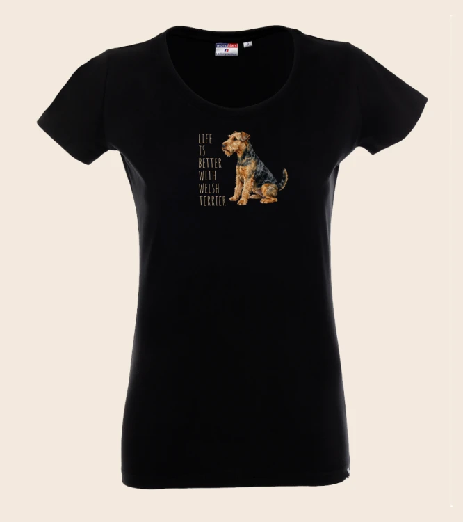 Life Is Better With Terrier Walijski T-shirt