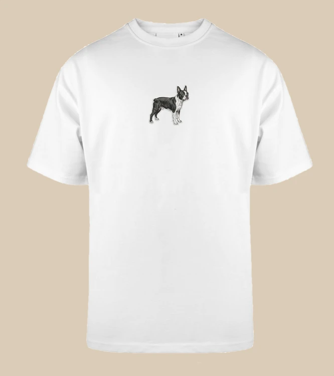 Boston Terrier Naszywka T-shirt oversize