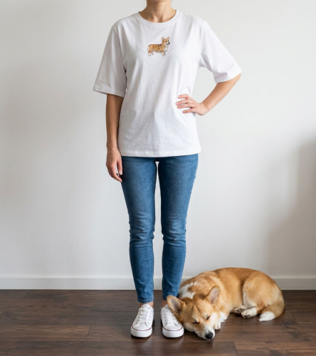 Corgi Naszywka T-shirt oversize