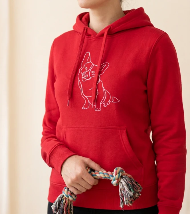 Corgi Outline Bluza z kapturem