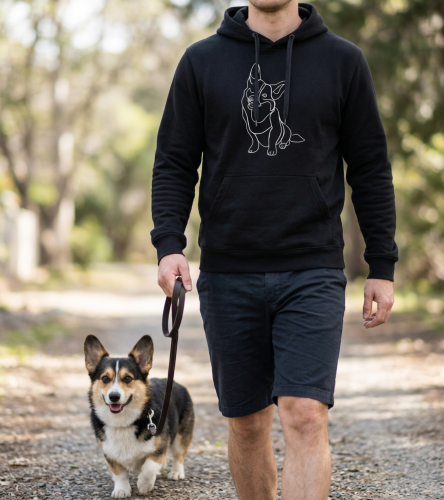 Corgi Outline Bluza z kapturem
