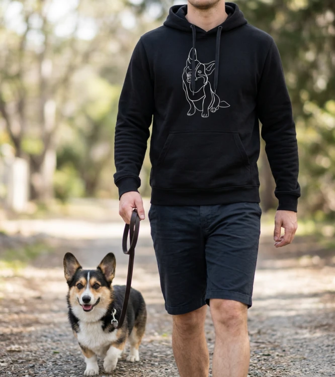 Corgi Outline Bluza z kapturem