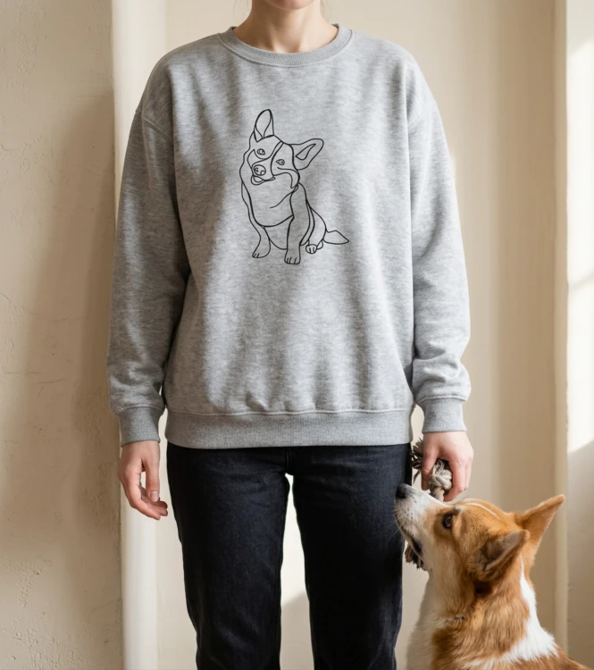 Corgi Outline Bluza unisex
