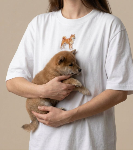 Shiba Inu Naszywka T-shirt oversize