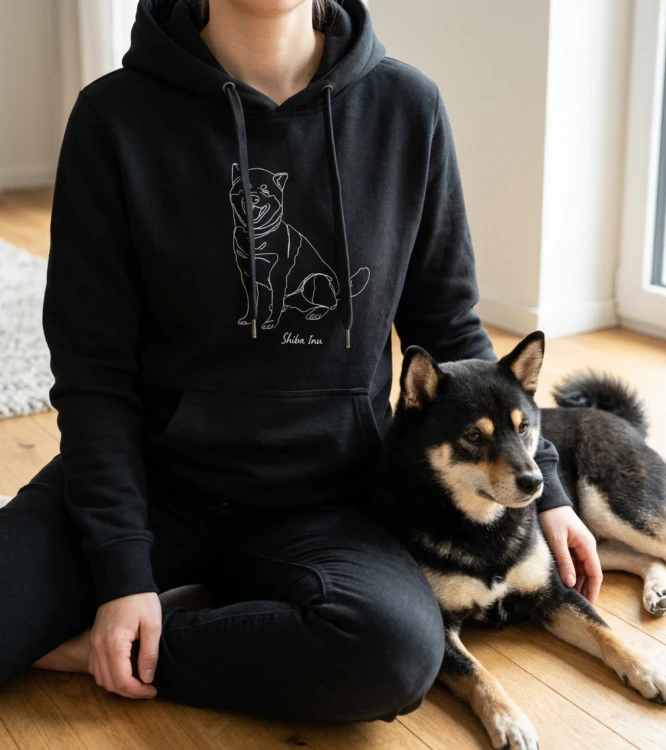 Shiba Inu Outline Bluza z kapturem