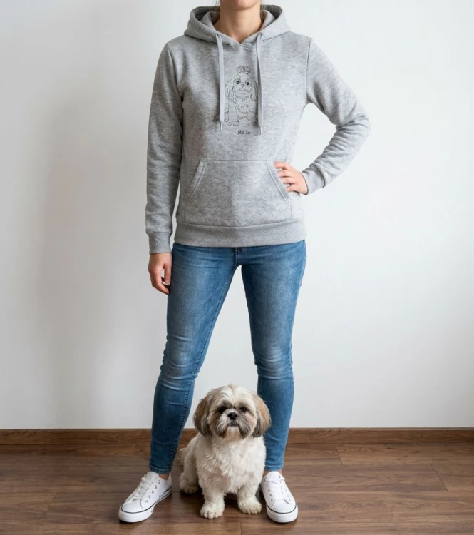 Shih Tzu Outline Bluza z kapturem
