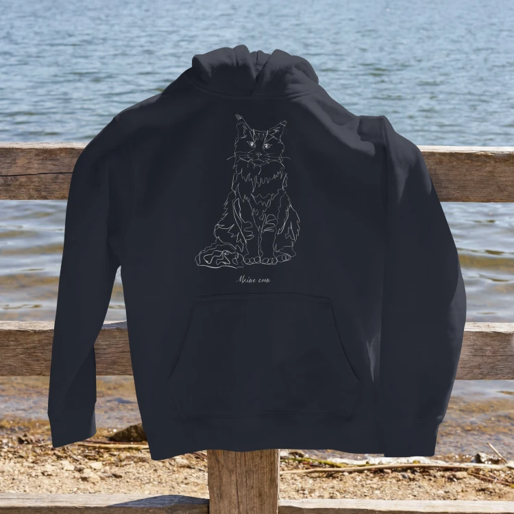 Maine Coon Outline Bluza z kapturem