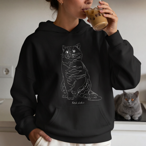 Brytyjski Krótkowłosy Outline Bluza z kapturem