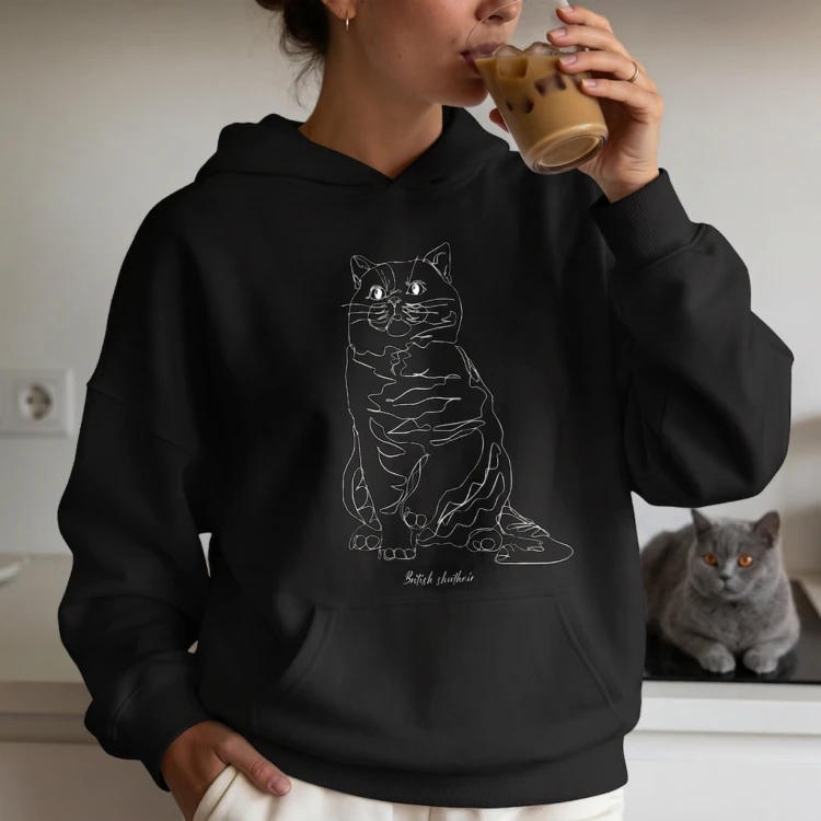Brytyjski Krótkowłosy Outline Bluza z kapturem