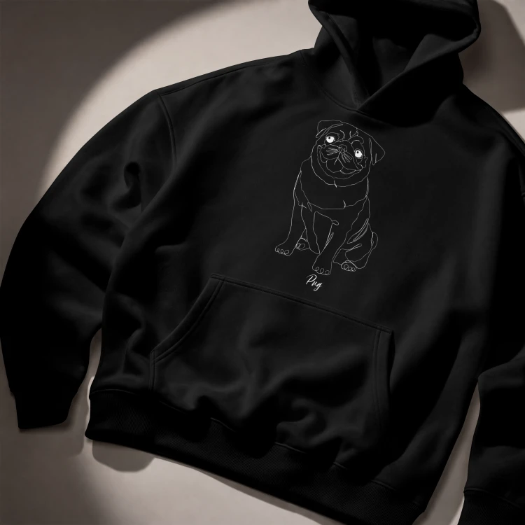 Mops Outline Bluza z kapturem
