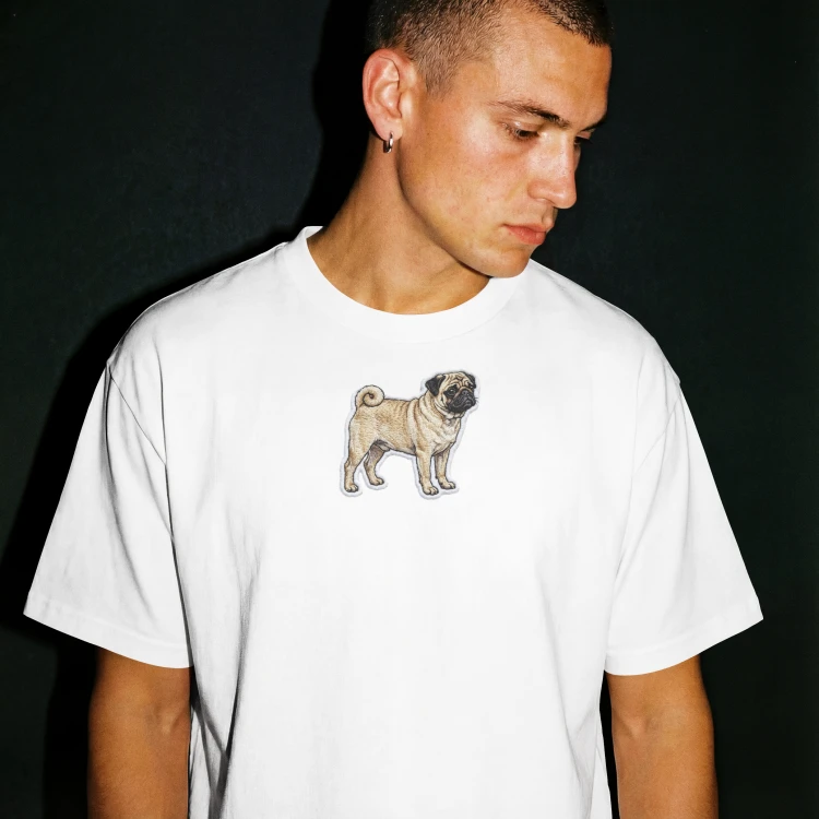 Mops Naszywka T-shirt oversize
