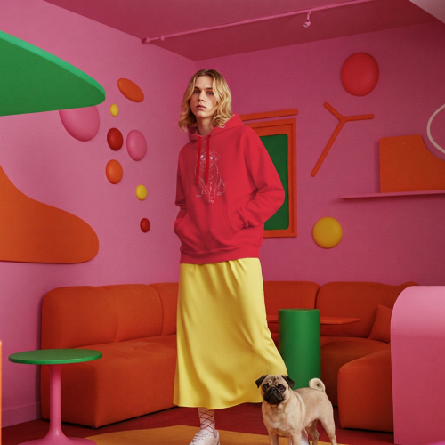 Mops Outline Bluza z kapturem-001 db2.png