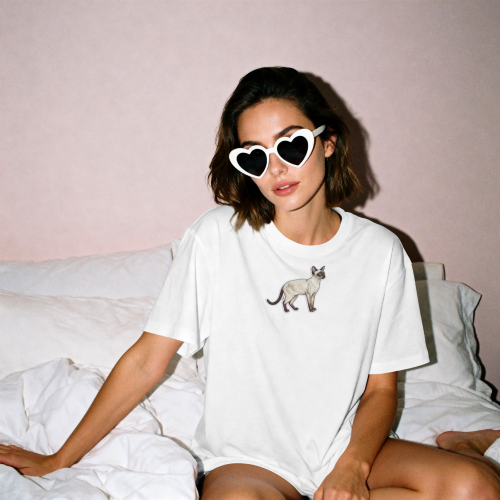 Syjamski Naszywka T-shirt oversize