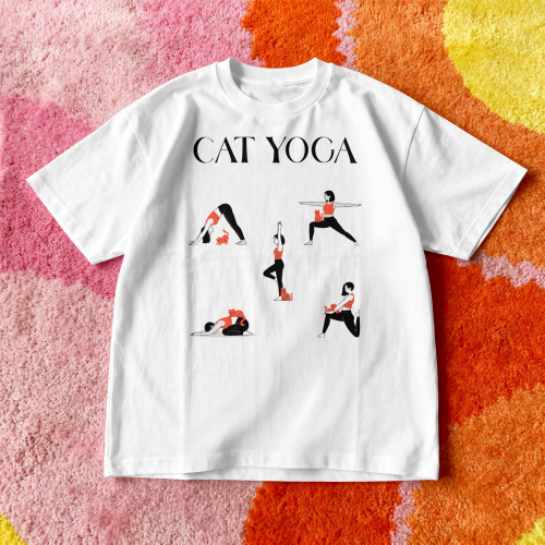 Cat Yoga T-shirt oversize