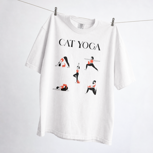 Cat Yoga T-shirt oversize