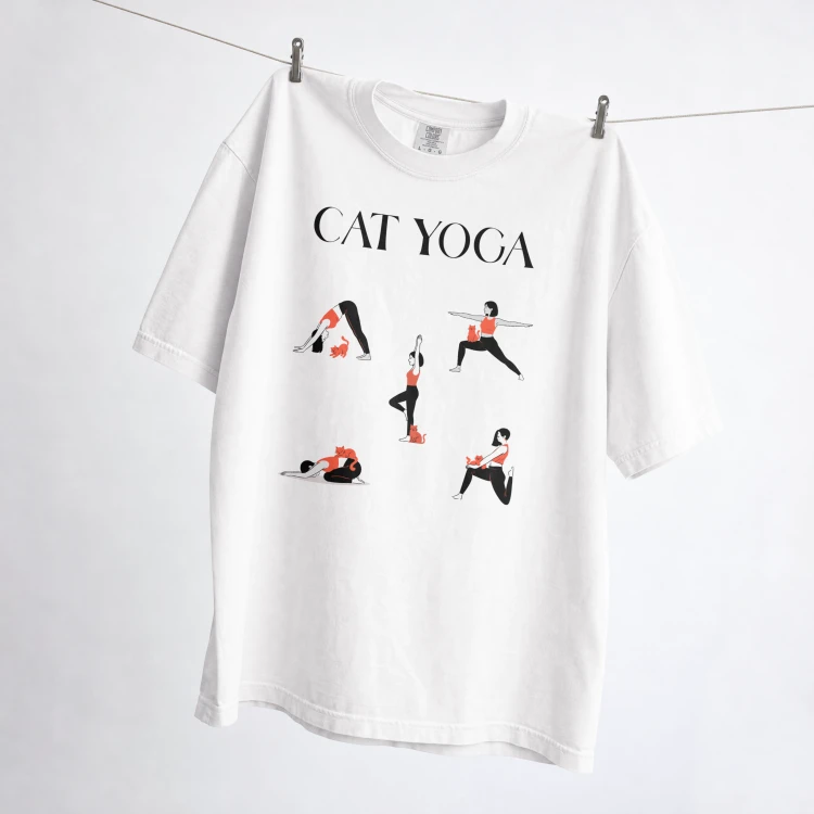 Cat Yoga T-shirt oversize