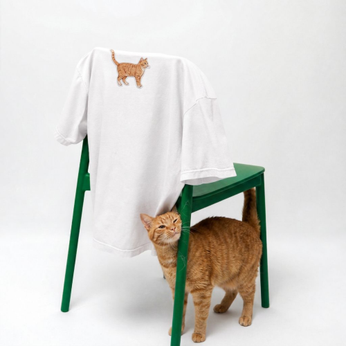 Rudy Kot Naszywka T-shirt oversize