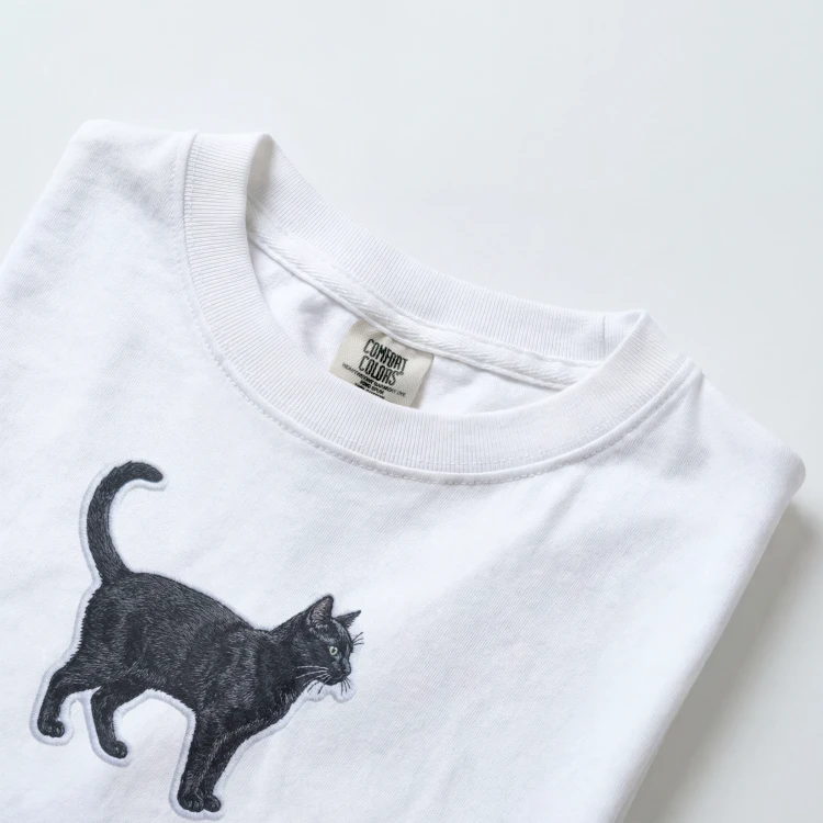 Czarny Kot Naszywka T-shirt oversize