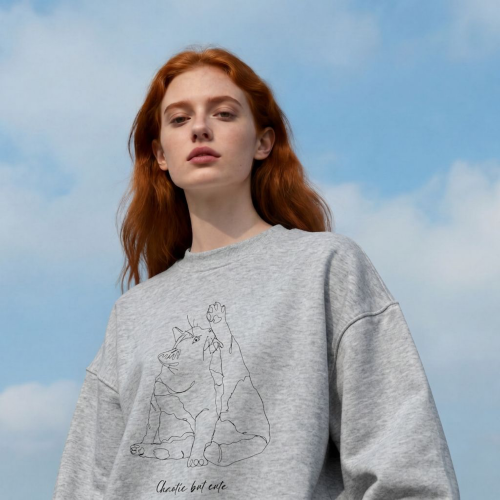 Chaotic Cat Outline Bluza unisex
