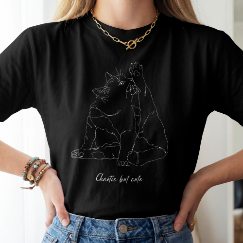 Chaotic Cat Outline T-shirt
