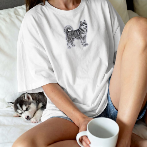 Husky Naszywka T-shirt oversize