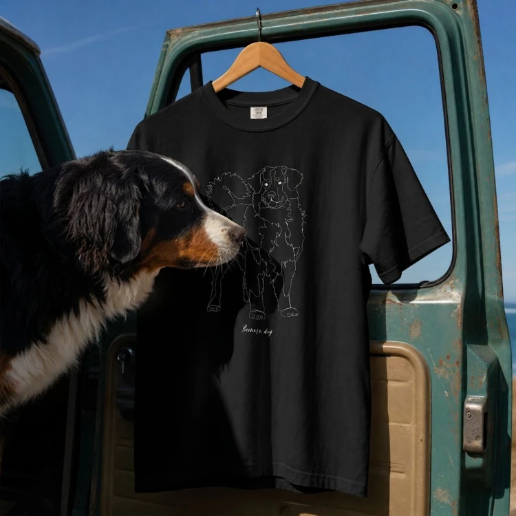Berneński Pies Pasterski Outline T-shirt