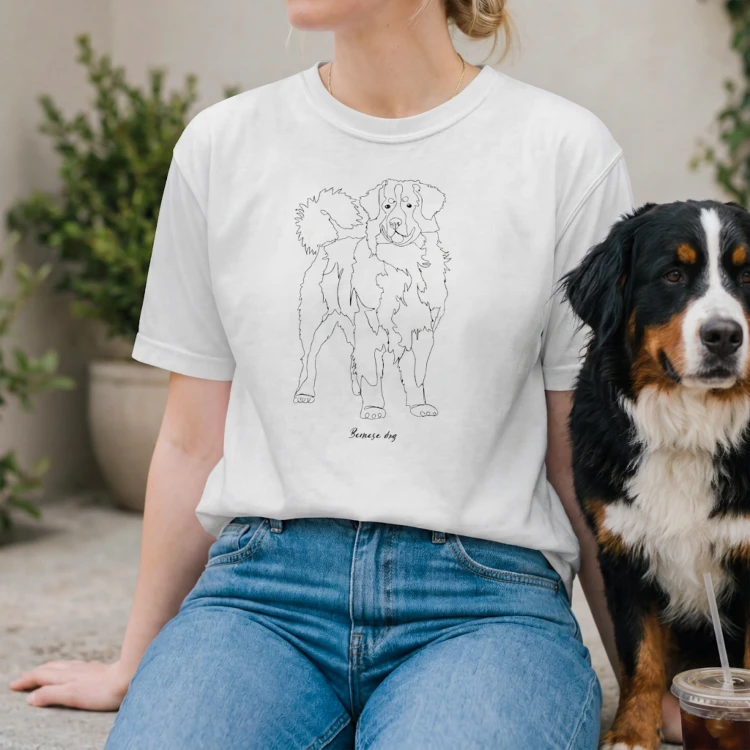 Berneński Pies Pasterski Outline T-shirt