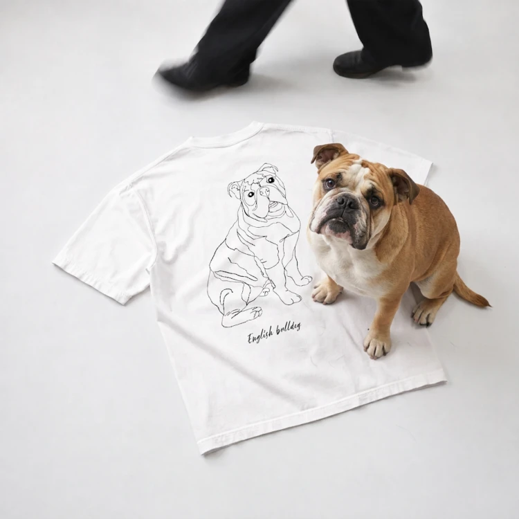 Buldog Angielski Outline T-shirt