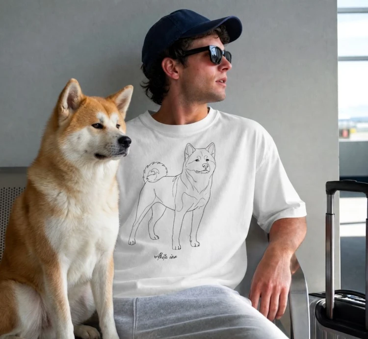 Akita Inu Outline T-shirt