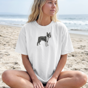 Boston Terrier Naszywka T-shirt oversize
