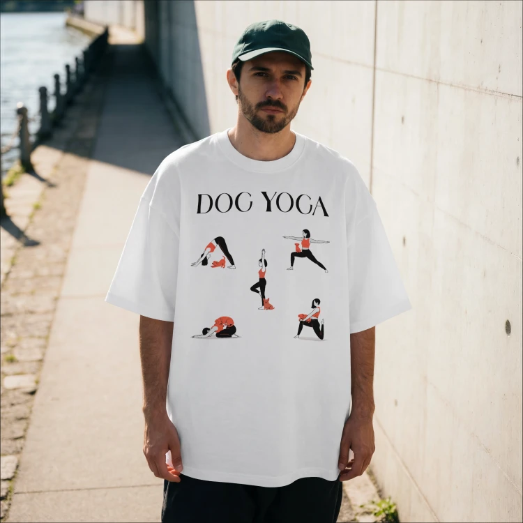 Dog Yoga T-shirt oversize