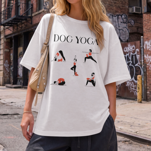 Dog Yoga T-shirt oversize