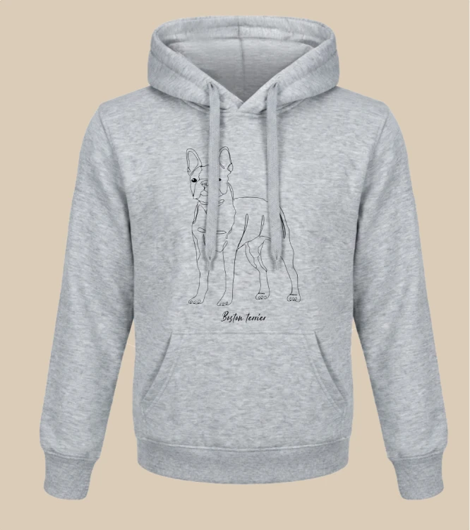 Boston Terrier Outline Bluza z kapturem