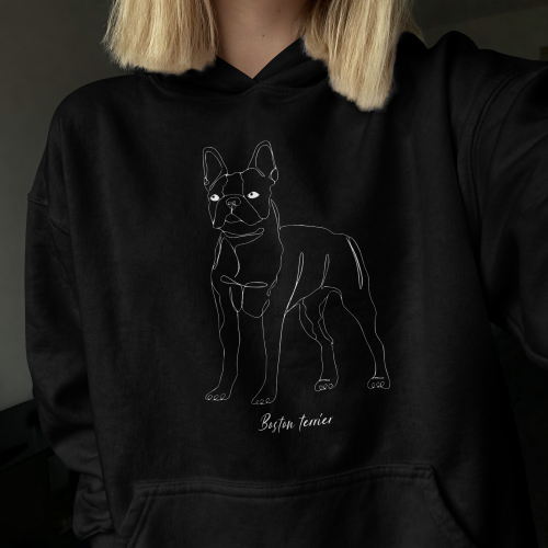 Boston Terrier Outline Bluza z kapturem