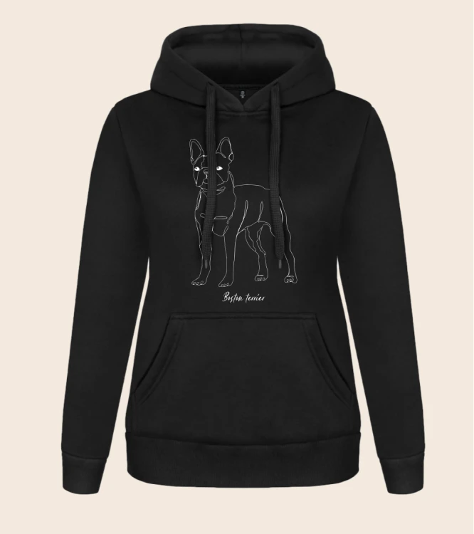 Boston Terrier Outline Bluza z kapturem