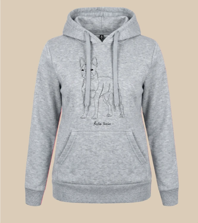 Boston Terrier Outline Bluza z kapturem