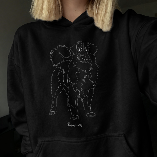 Berneński Pies Pasterski Outline Bluza z kapturem