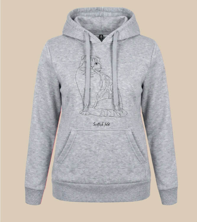 Kot Szkocki Zwisłouchy Outline Bluza z kapturem